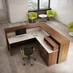 wood reception desk commercial office design